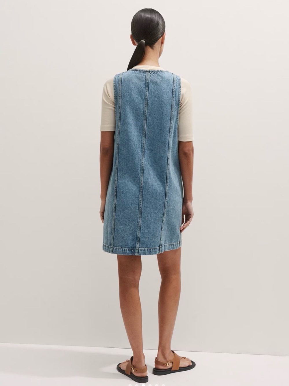 ME+EM Light Blue Denim Pinafore Dress - Picture 4 of 15
